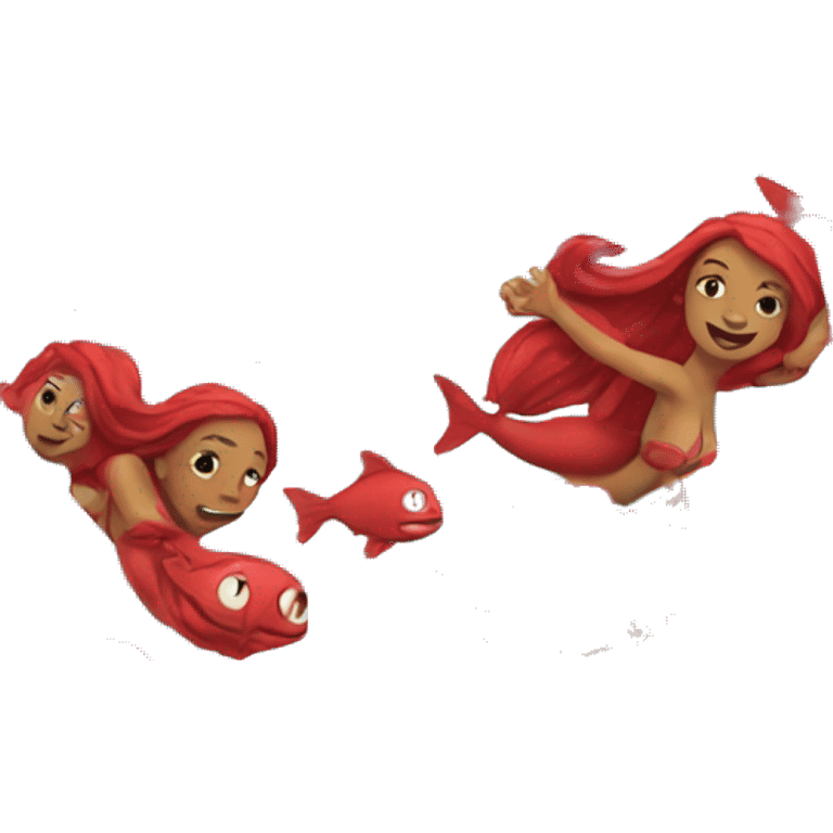 red mermaid swimming emoji