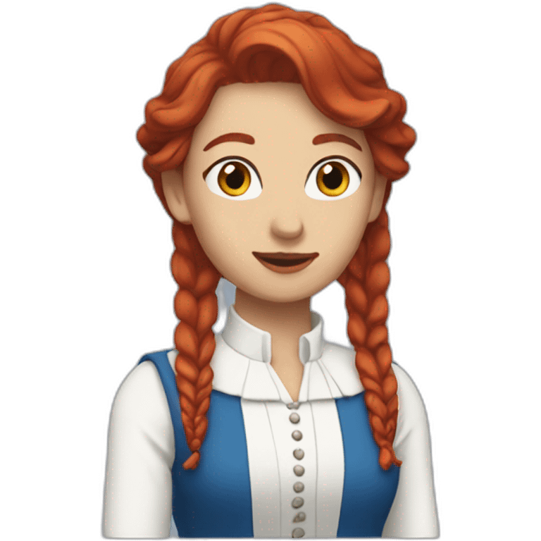 milady with blue eys red hair and a white shirt emoji