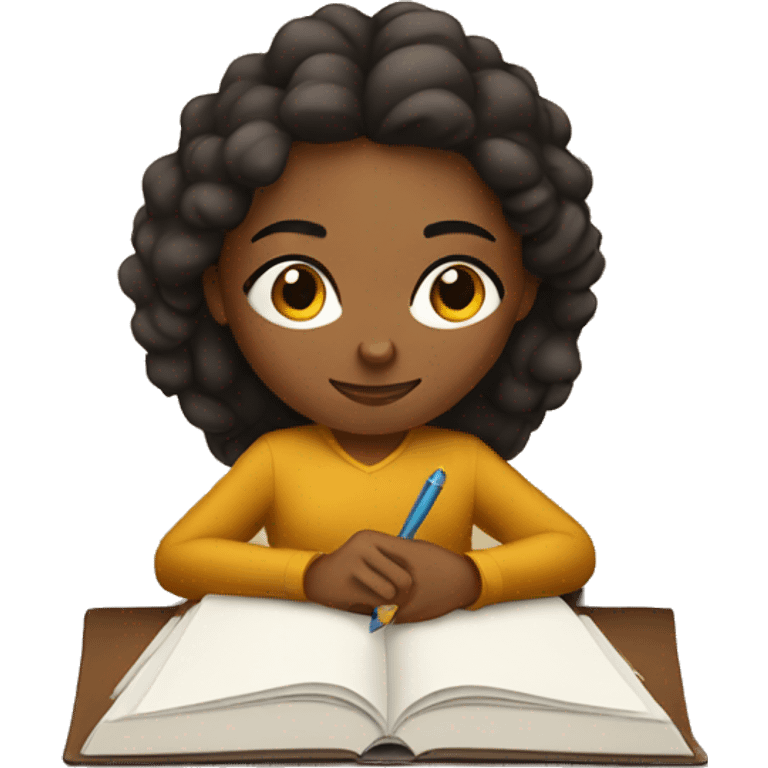 Brown woman writing in journal emoji