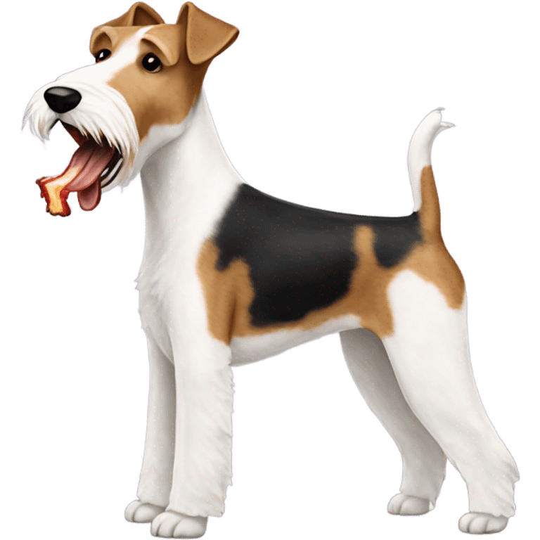 Wire Fox terrier eating bacon emoji