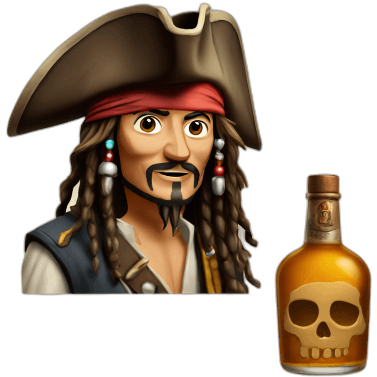 Captain Jack Sparrow and bottle of rum emoji