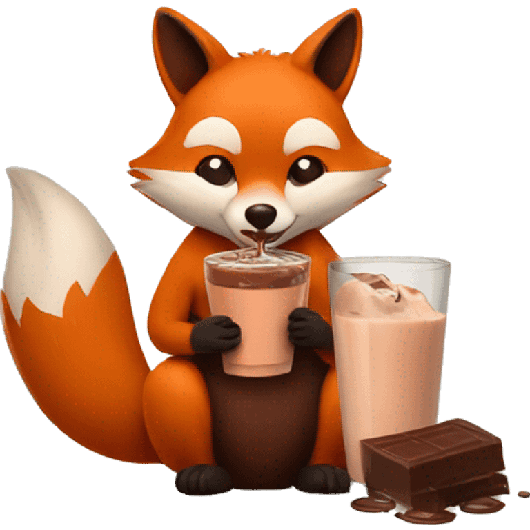 Fox Drinking chocolate milk with a raccoon emoji