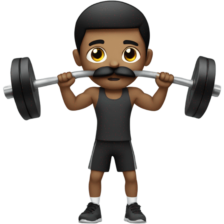 Boy with black mustache lifting weights  emoji