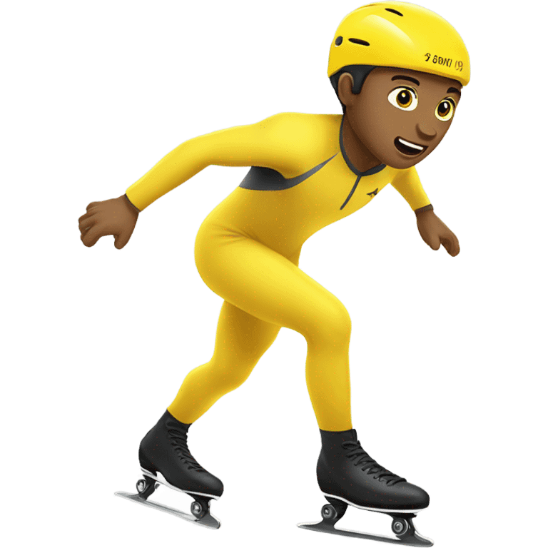 Man speed skating in yellow shirt  emoji