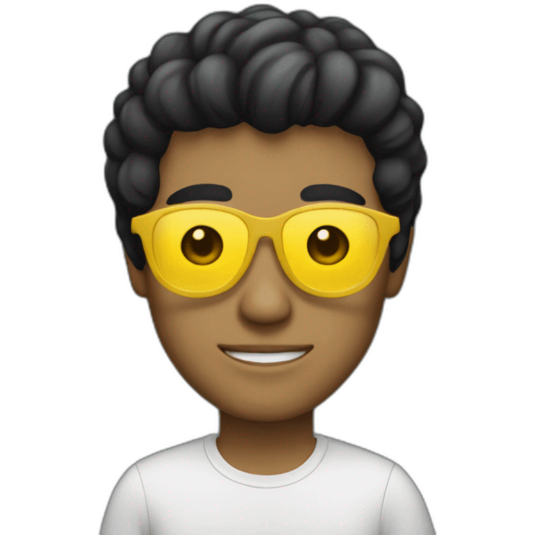 Guy with yellow tinted glasses and combed black hair  emoji