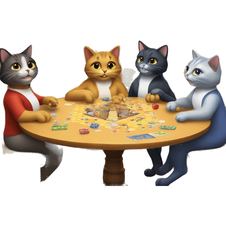 cats playing a board game at a birthday party emoji