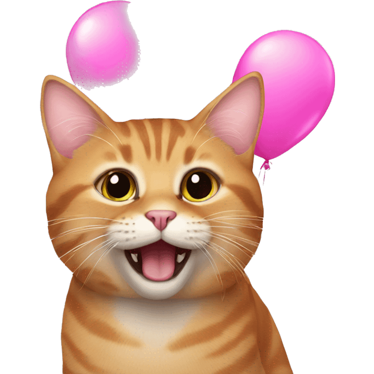 Cat with pink balloons emoji