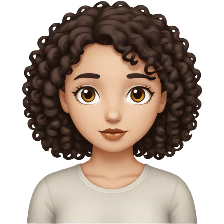 White curly girl with black and brown hair emoji