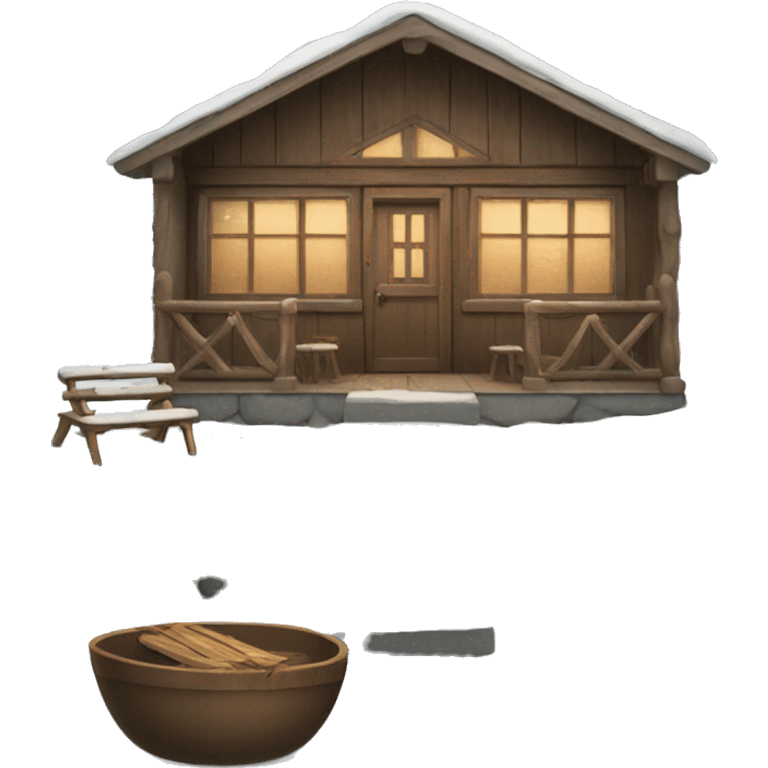 winter cabin emoji