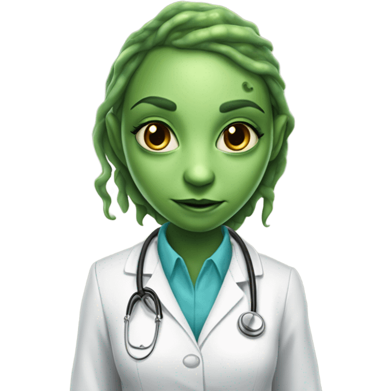 Reptilian alien woman, is a doctor emoji