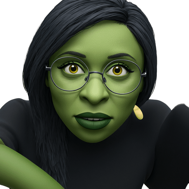 green skinned girl with glasses emoji