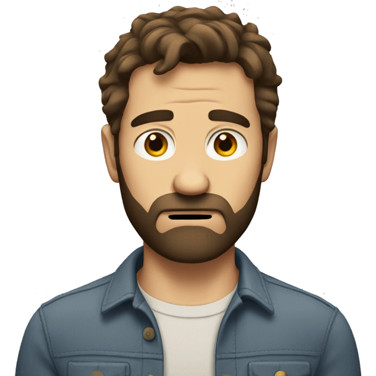 an unhappy man with a beard and short scruffy brown hair emoji