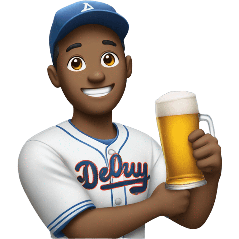 drinking beer with baseball emoji