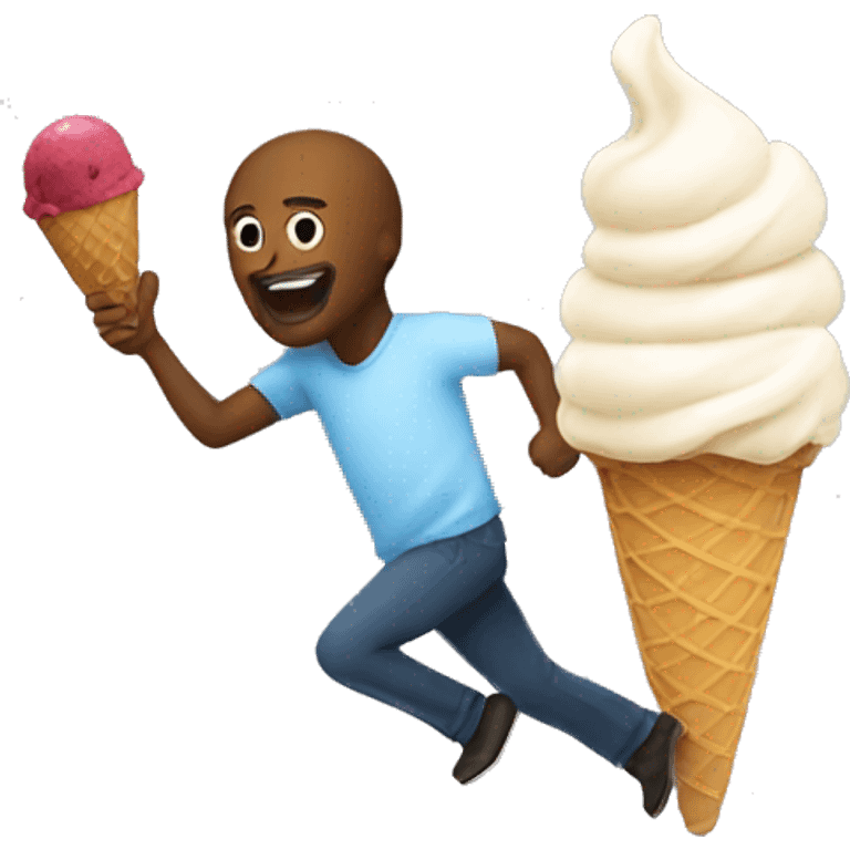 Ice cream chasing a man emoji