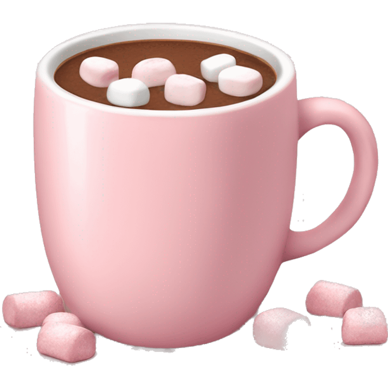 Light Pink mug of hot chocolate with marshmallows  emoji