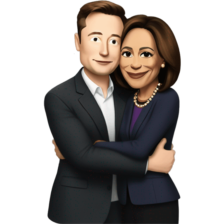 Elon musk hugging Kamala Harris  emoji