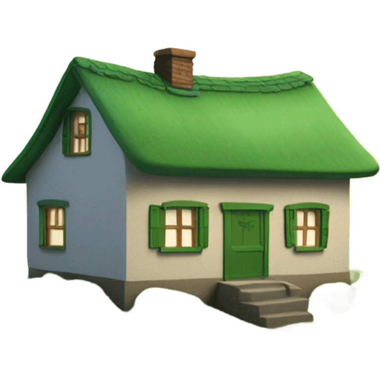 Cottage on a rolling green hill emoji