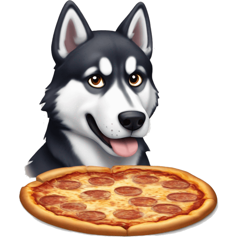 Ein Husky der eine Pizza isst emoji