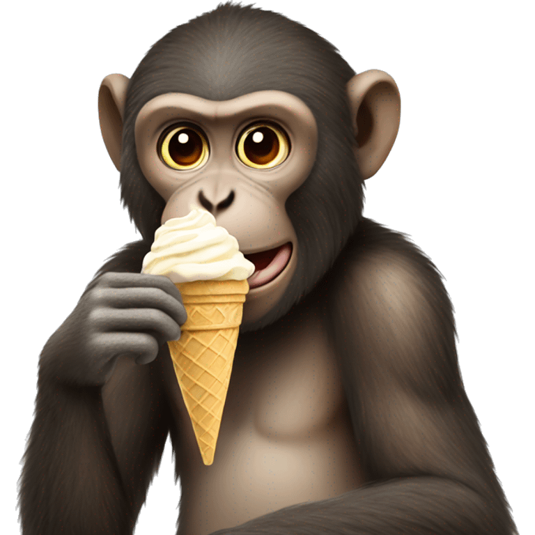 Monkey eating an ice cream emoji