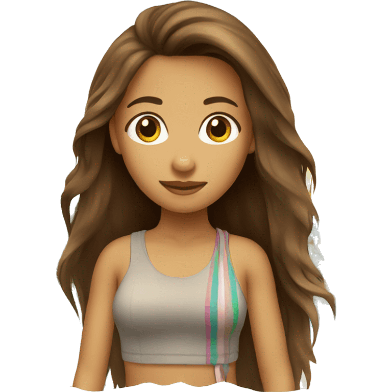 Brown long hair girl on vacation emoji