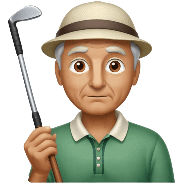 different half figure old italian golf player with golf club  emoji