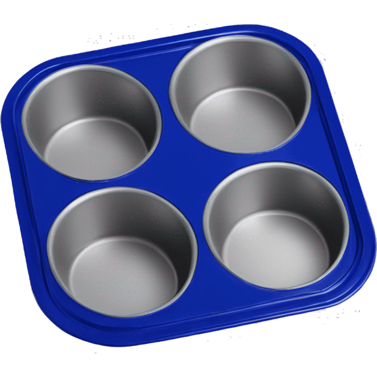 Realistic isolated cobalt blue muffin tin pan. emoji