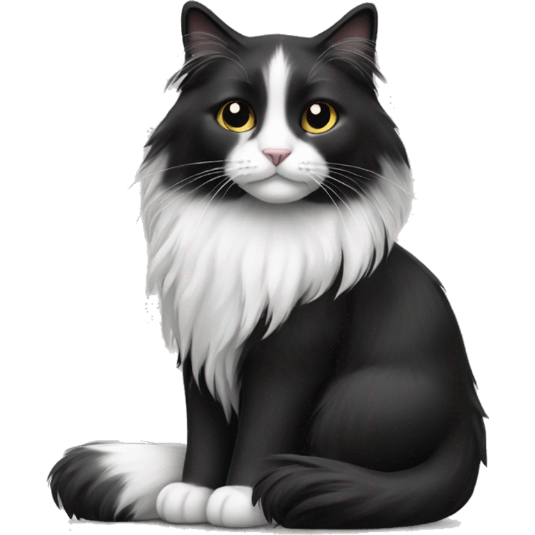 Black and white long haired cat emoji