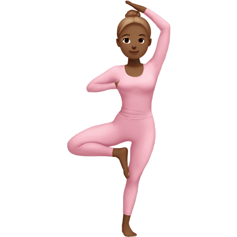 girl doing yoga in pink yoga outfit with light brown hair emoji