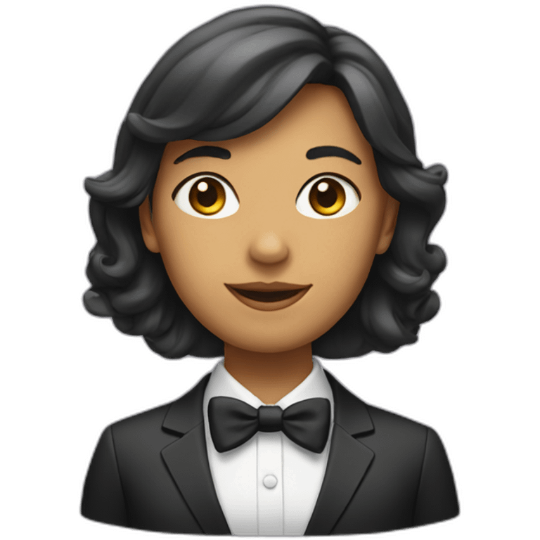 Woman wearing suit with bow tie emoji