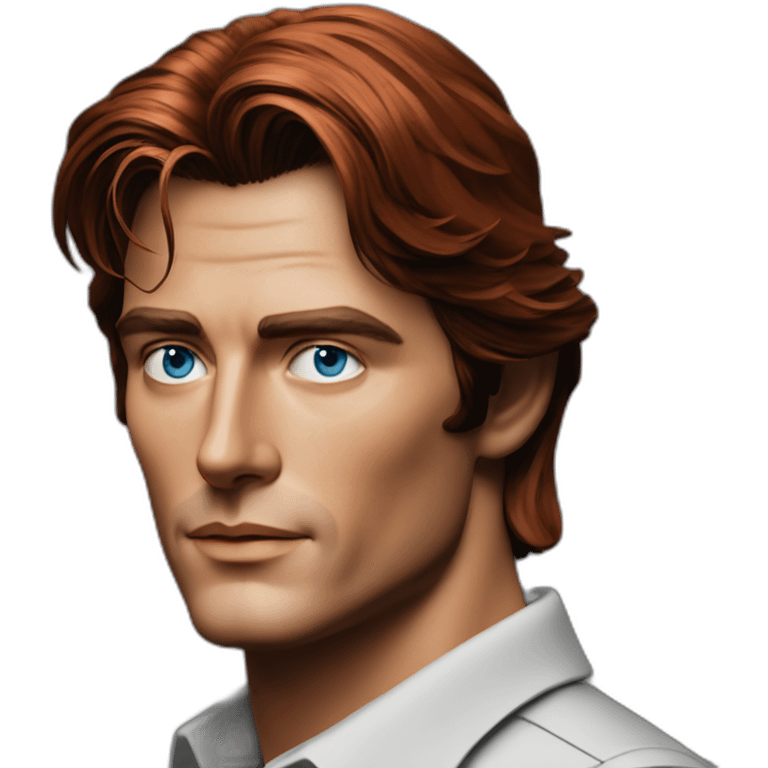 Alain delon solarpunk engineer blue eyes red hair emoji