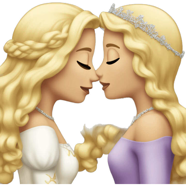 2 women princesses couple blonde kiss emoji