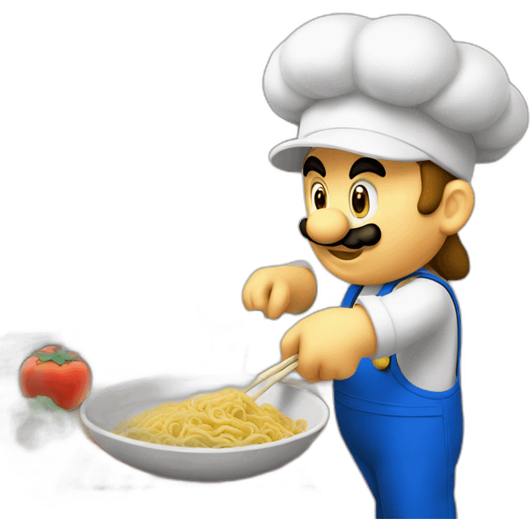 Mario cooking noodles emoji