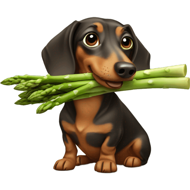 Dachshund eating asparagus  emoji