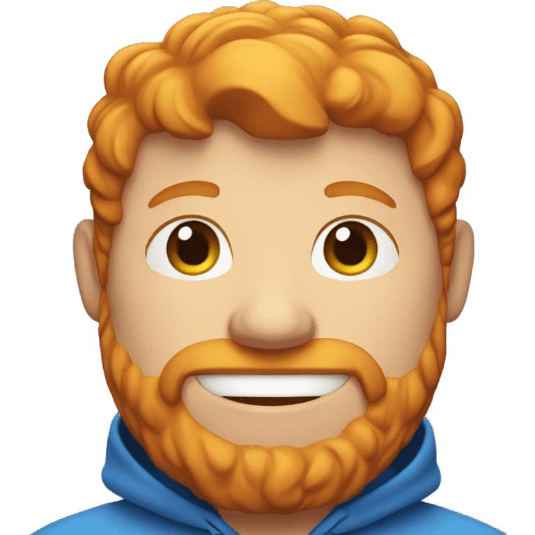 a fat ginger man with blue hoodie and subtle beard smirking emoji