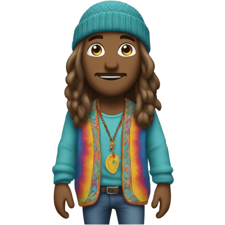 Walking hippie with beanie on emoji