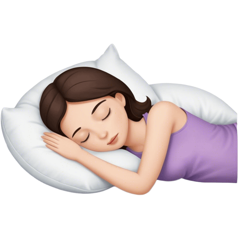 brunette girl sleeping with pillow  emoji