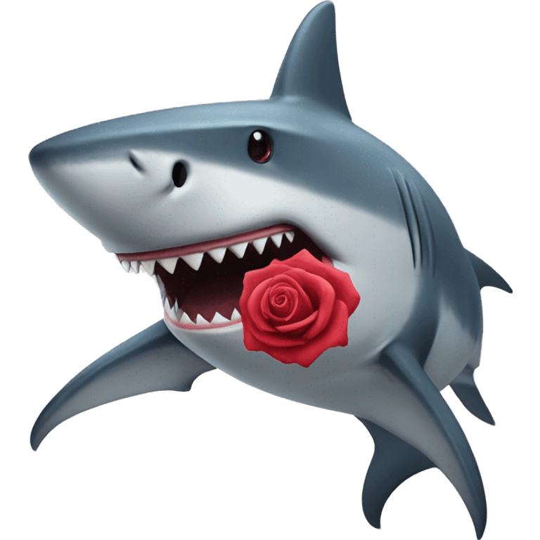 A shark wearing a hat with a rose in its mouth emoji