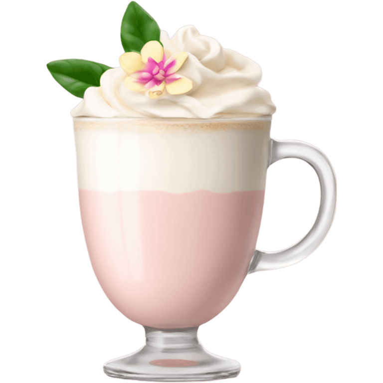 Light Pink latte classy in glass with flower emoji