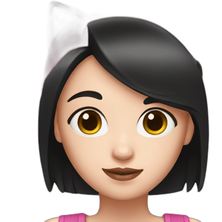 Pink head girl with black cat emoji