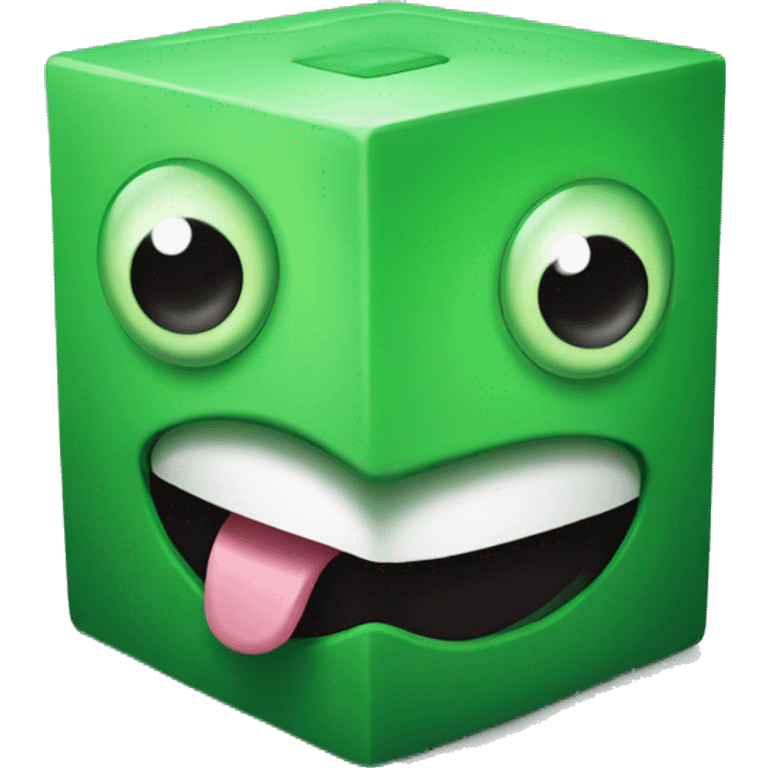 GrA green cube with eyes and tongue emoji