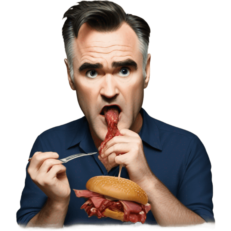 Morrissey eating meat emoji