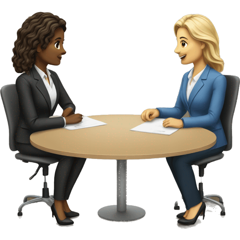 2 women talking job interview semi casual emoji