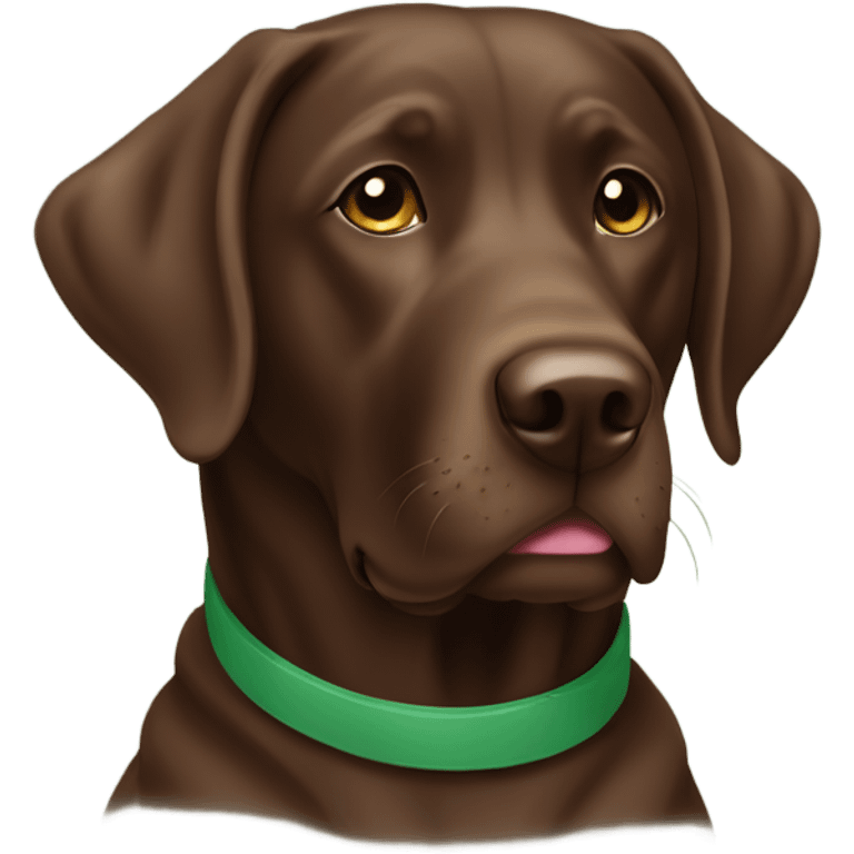 Chocolate lab with sage green collar emoji