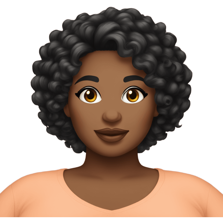 plus size lush peach skin curly black hair emoji