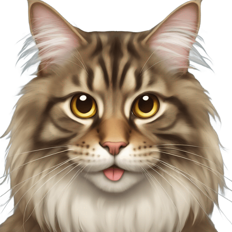 Maine Coon with a stupid face and butterfly on his mouth  emoji