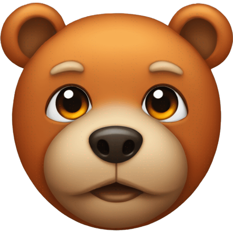 A teddy bear with orange and black eyes  emoji