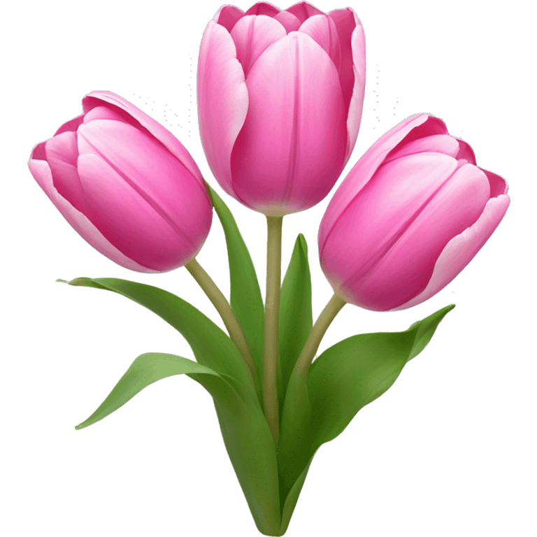 3 pink tulips with a white bow emoji