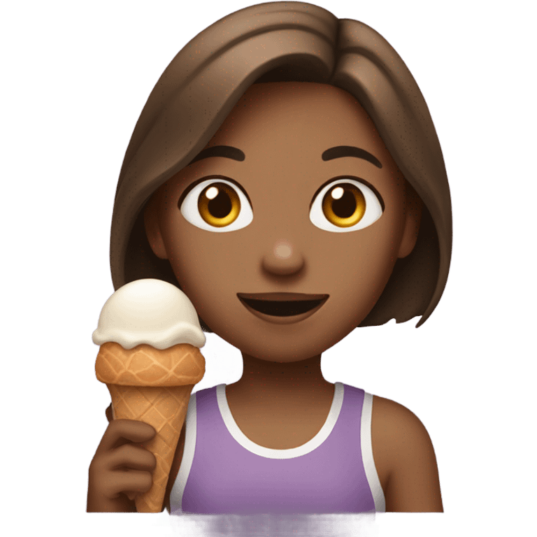 Brown hair girl with a basketball and ice cream  emoji