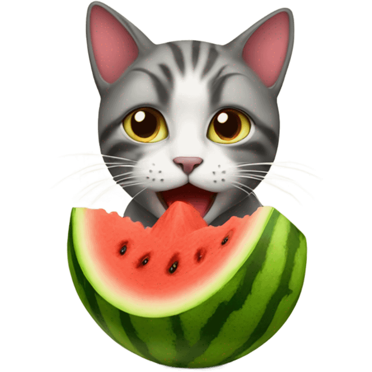 Cat eating a watermelon  emoji