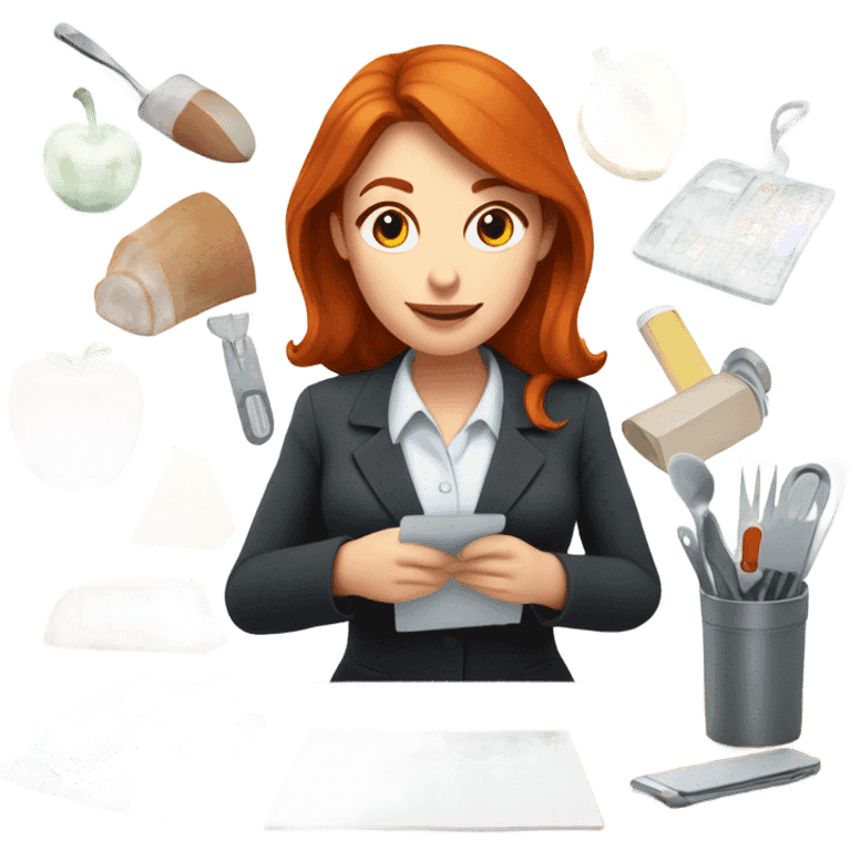 medium red hair woman nutritionist working emoji